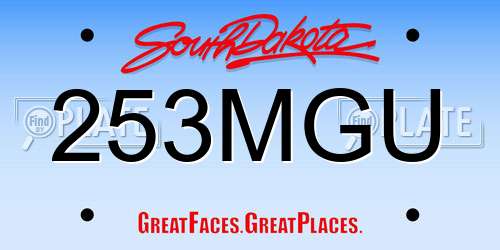 253MGU South Dakota License Plate