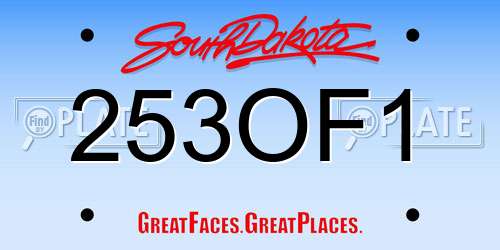 253OF1 South Dakota License Plate