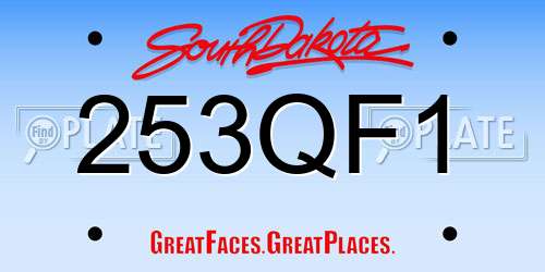 253QF1 South Dakota License Plate