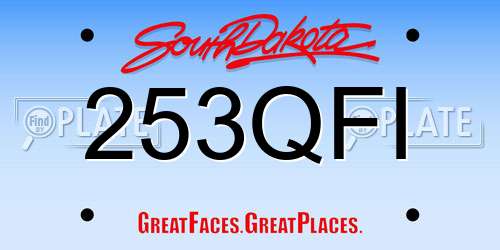 253QFI South Dakota License Plate