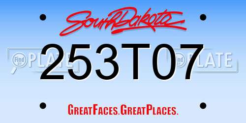 253T07 South Dakota License Plate