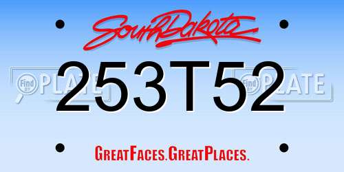 253T52 South Dakota License Plate