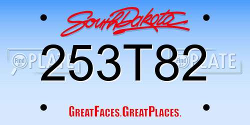 253T82 South Dakota License Plate