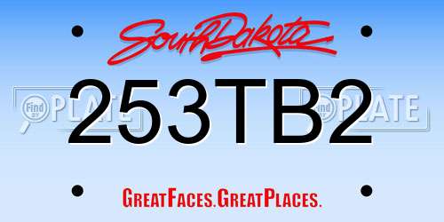 253TB2 South Dakota License Plate