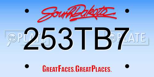 253TB7 South Dakota License Plate