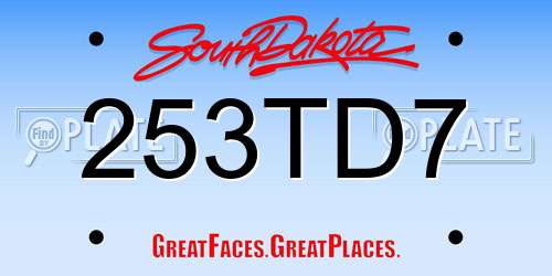 253TD7 South Dakota License Plate