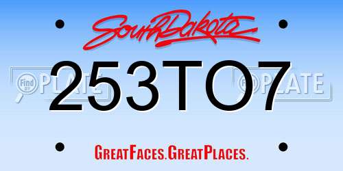 253TO7 South Dakota License Plate