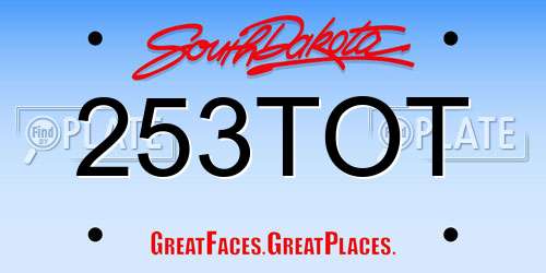 253TOT South Dakota License Plate