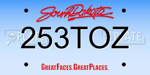 253TOZ South Dakota License Plate