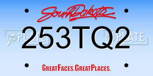 253TQ2 South Dakota License Plate