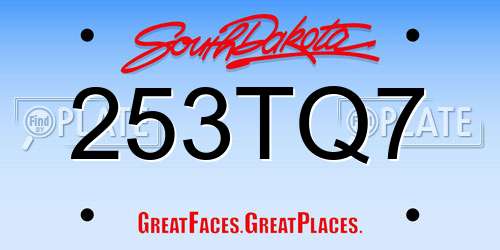 253TQ7 South Dakota License Plate