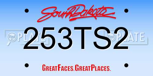 253TS2 South Dakota License Plate
