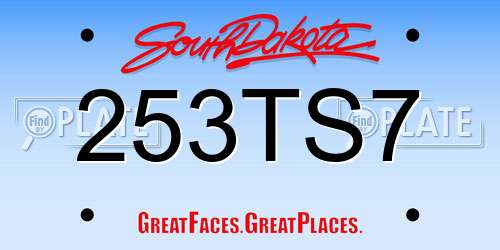 253TS7 South Dakota License Plate