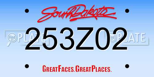 253Z02 South Dakota License Plate