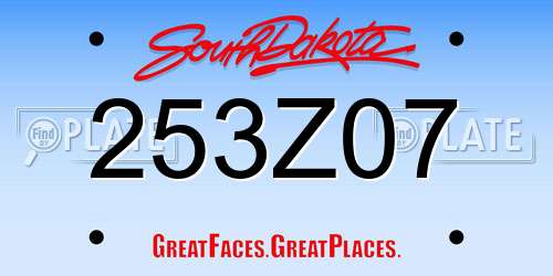 253Z07 South Dakota License Plate