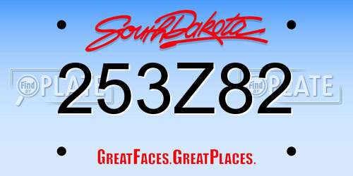 253Z82 South Dakota License Plate