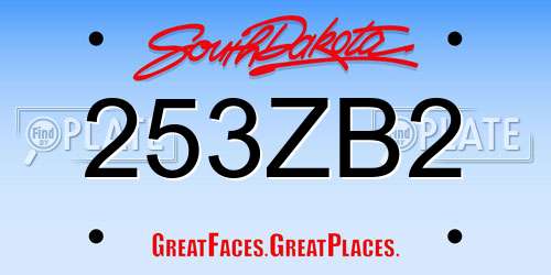 253ZB2 South Dakota License Plate
