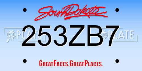 253ZB7 South Dakota License Plate