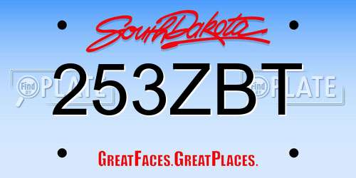 253ZBT South Dakota License Plate