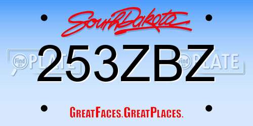 253ZBZ South Dakota License Plate