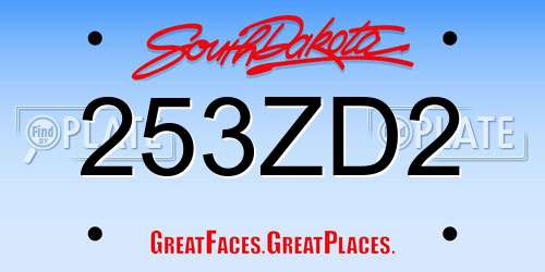253ZD2 South Dakota License Plate