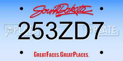 253ZD7 South Dakota License Plate