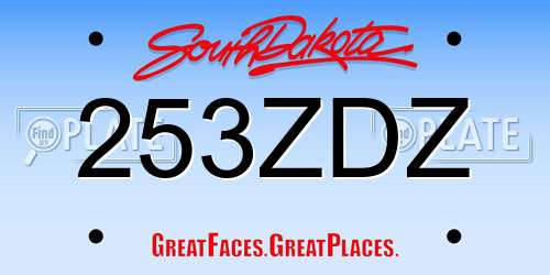 253ZDZ South Dakota License Plate