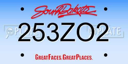 253ZO2 South Dakota License Plate