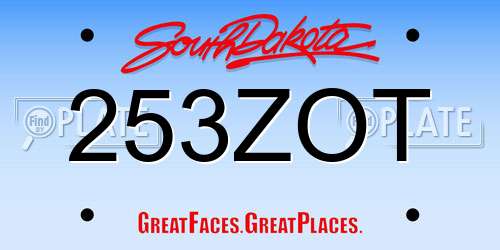 253ZOT South Dakota License Plate