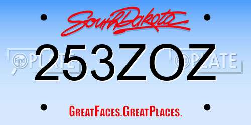 253ZOZ South Dakota License Plate