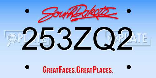 253ZQ2 South Dakota License Plate