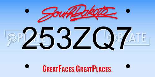 253ZQ7 South Dakota License Plate