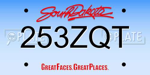 253ZQT South Dakota License Plate