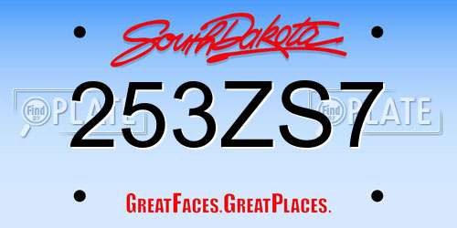253ZS7 South Dakota License Plate