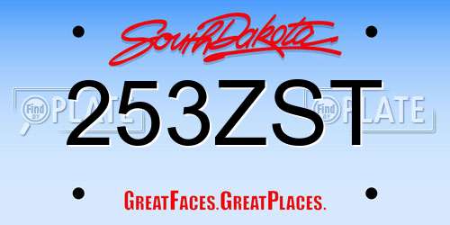 253ZST South Dakota License Plate
