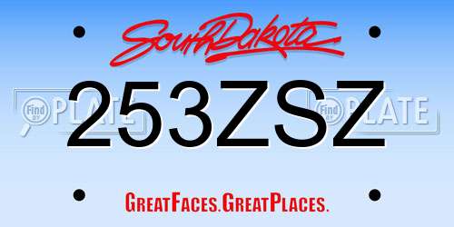 253ZSZ South Dakota License Plate