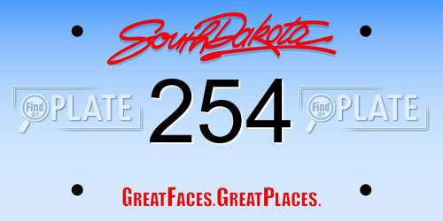 254 South Dakota License Plate