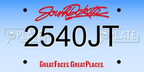 2540JT South Dakota License Plate