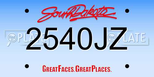 2540JZ South Dakota License Plate