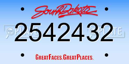 2542432 South Dakota License Plate