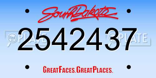 2542437 South Dakota License Plate
