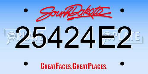 25424E2 South Dakota License Plate