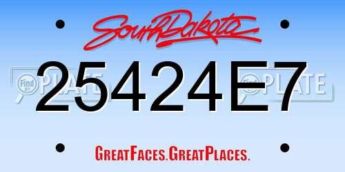 25424E7 South Dakota License Plate