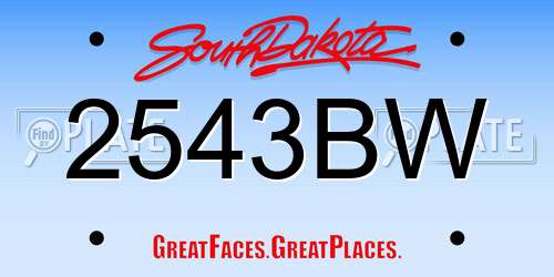 2543BW South Dakota License Plate
