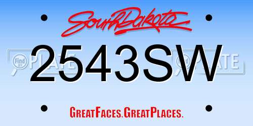 2543SW South Dakota License Plate