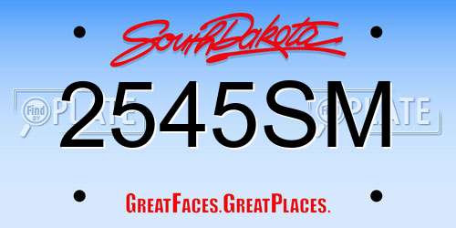 2545SM South Dakota License Plate