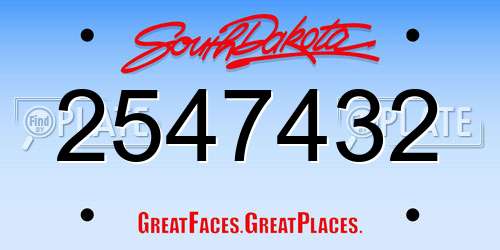 2547432 South Dakota License Plate