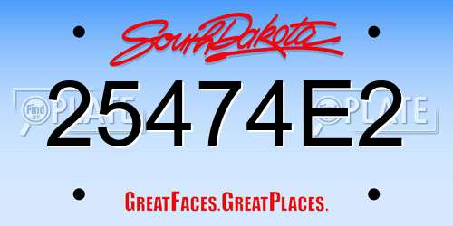 25474E2 South Dakota License Plate