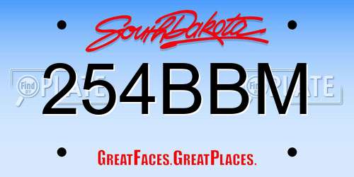 254BBM South Dakota License Plate
