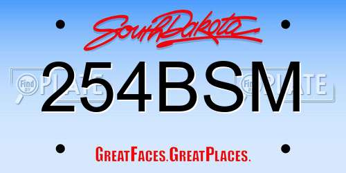 254BSM South Dakota License Plate